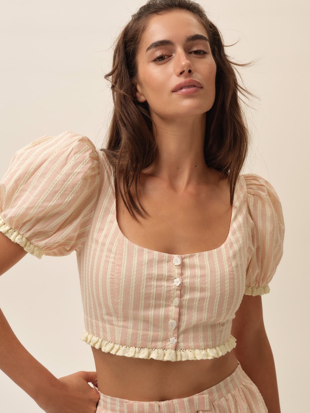 For Love & Lemons Naomi Crop Top | Peach | XS | NWT